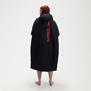 Poncho de change plage Adulte Noir/Rouge
