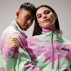 Unisex Prism Print Trango Half-zip Fleece - Light Green/Purple