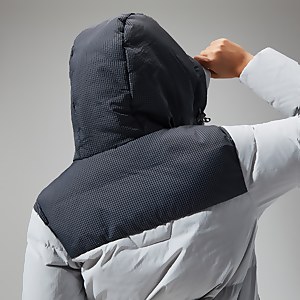 Women's Saffren Down Duster Hooded Jacket - Light Grey/Black