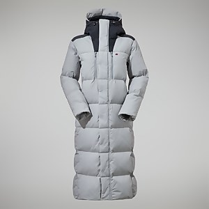 Women's Saffren Down Duster Hooded Jacket - Light Grey/Black