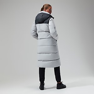 Women's Saffren Down Duster Hooded Jacket - Light Grey/Black