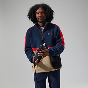 Houlton Half Zip Fleece für Herren - Dunkelblau/Naturfarben