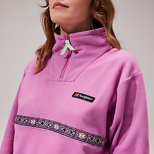 Women's Oversized Aztec Half-zip Fleece - Purple