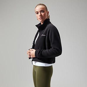 Women's Urban Cropped Co-ord Fleece Jacket - Black