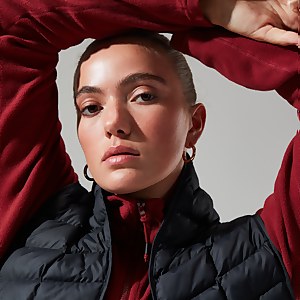 Women's Urban Prism Crop Half Zip - Dark Red