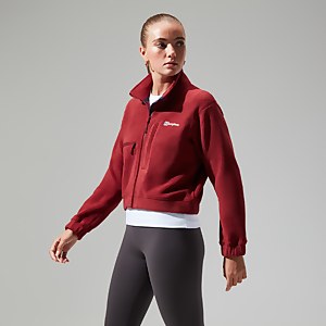 Women's Urban Cropped Co-ord Fleece Jacket - Dark Red