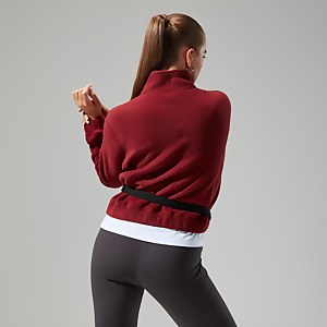 Women's Urban Cropped Co-ord Fleece Jacket - Dark Red