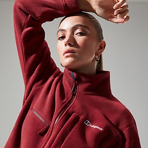 Women's Urban Cropped Co-ord Fleece Jacket - Dark Red