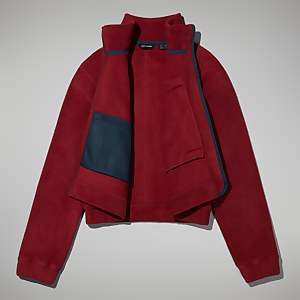 Women's Urban Cropped Co-ord Fleece Jacket - Dark Red