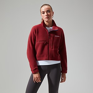 Women's Urban Cropped Co-ord Fleece Jacket - Dark Red