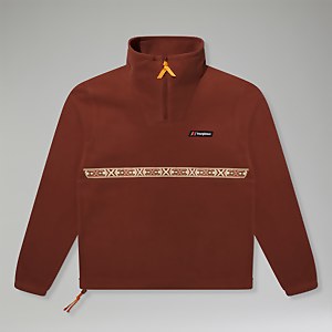 Women's Oversized Aztec Half-zip Fleece - Dark Brown