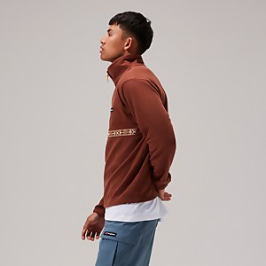 Women's Oversized Aztec Half-zip Fleece - Dark Brown