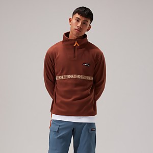 Women's Oversized Aztec Half-zip Fleece - Dark Brown