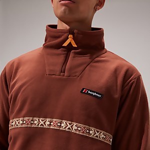 Women's Oversized Aztec Half-zip Fleece - Dark Brown