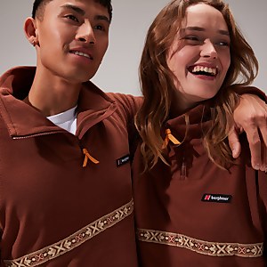 Women's Oversized Aztec Half-zip Fleece - Dark Brown