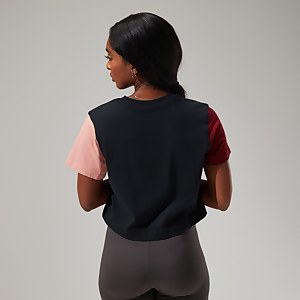 Women's Urban Crop Short Sleeve Tee - Black/Dark Red