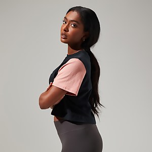 Women's Urban Crop Short Sleeve Tee - Black/Dark Red