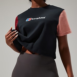 Women's Urban Crop Short Sleeve Tee - Black/Dark Red