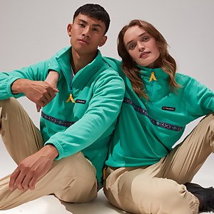 Women's Oversized Aztec Half-zip Fleece - Turquoise