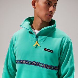 Women's Oversized Aztec Half-zip Fleece - Turquoise