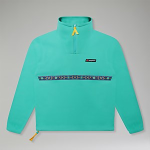 Women's Oversized Aztec Half-zip Fleece - Turquoise