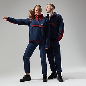 Unisex Urban Oversized Smock Fleece Dark Blue/Dark Red - 2XL