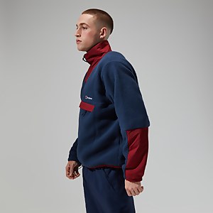 Unisex Urban Oversized Smock Fleece - Dark Blue/Dark Red