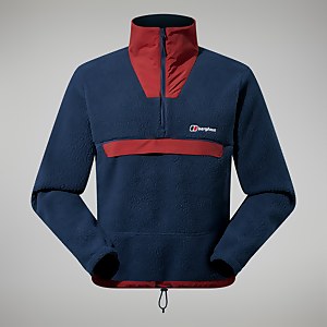 Unisex Urban Oversized Smock Fleece - Dark Blue/Dark Red