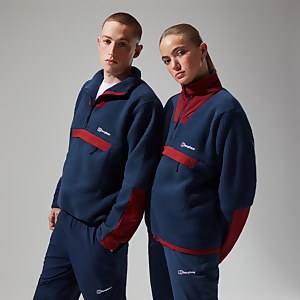 Unisex Urban Oversized Smock Fleece - Dark Blue/Dark Red