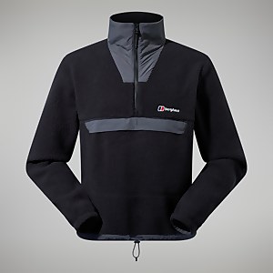 Unisex Urban Oversized Smock Fleece - Black/Grey