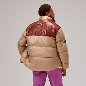 Unisex Blockback Down Jackets - Light Brown/Brown
