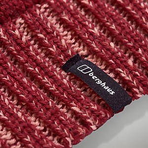 Bobble Beanie für Damen - Dunkelrot/Pink