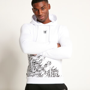 11 Degrees Placement Circuit Print Pullover Hoodie – White