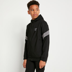 Panelled Tape Track Top with Hood – Black / Charcoal