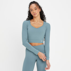 MP Women's Power Open Back Crop Top - Pebble Blue