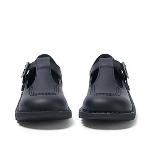 Junior Girls Kick T Bar Leather Alternative Black