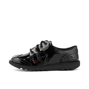 Junior Girls Kick Lo Brogue Patent Leather Black - 12.5