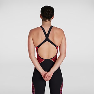 Combinaison partielle Femme LZR Pure Intent dos ouvert noir/rouge