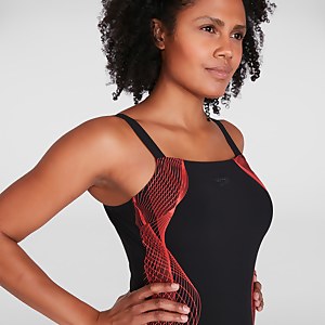 CrystalLux Shaping Badeanzug Schwarz/Rot für Damen