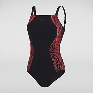 CrystalLux Shaping Badeanzug Schwarz/Rot für Damen