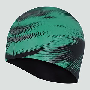 Adult Printed Silicone Cap Green/Black - ONE SIZE