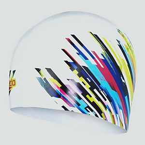 Digital Print Badekappe Weiß/Schwarz für Erwachsene - ONE SIZE