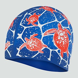Bedruckte Silikon-Badekappe Blau/Weiß für Kinder - ONE SIZE