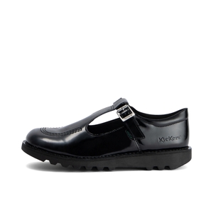 Youth Womens Kick T Bar Vegan Patent Leather Black - 5
