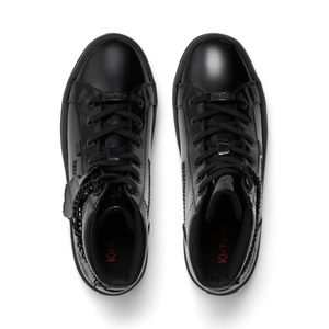 Youth Womens Tovni Hi Stack Chain Patent Leather Black