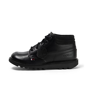 Youth Mens Kick Hi Padded Mesh Leather Black - 3