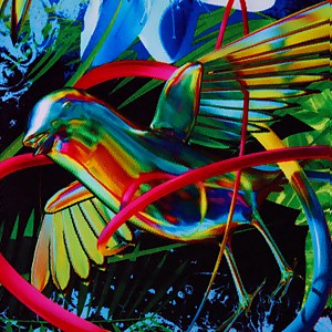 Women's Lucid Jungle Allover Vback Swimsuit Green/Blue