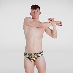 Digi Interference 5 cm Allover Trainings-Badehose Gelb/Rot für Herren