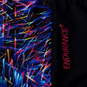 Digital Allover Leaderback Badeanzug Schwarz/Blau für Mädchen