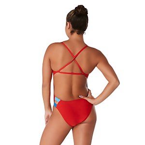 Women's Solid Twist Back One Piece Red